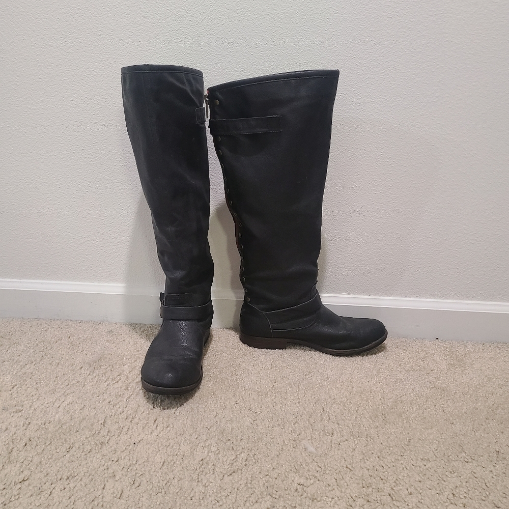 Knee High Faux Leather Bamboo Boots